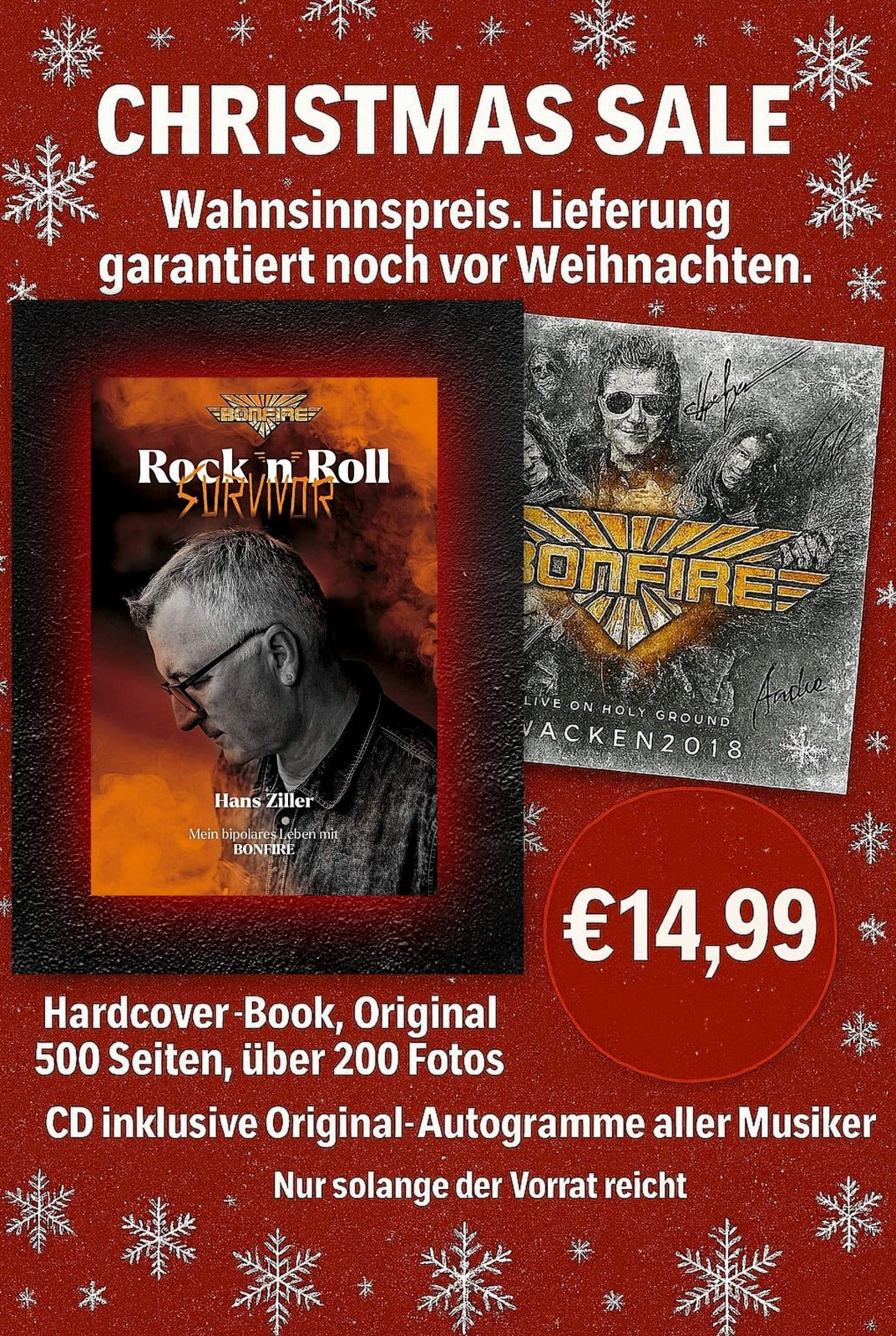 AKTION: Buch "Hans Ziller Rock'n'Roll Survivor + CD CD "Live On Holy Ground Wacken 2018" limited & signed