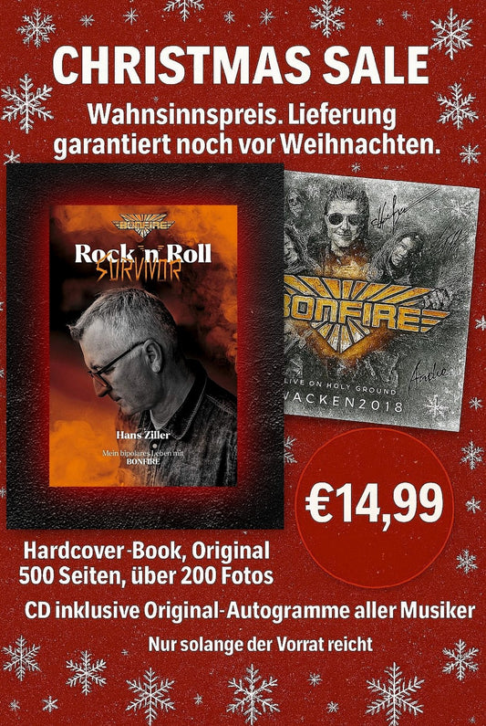 AKTION: Buch "Hans Ziller Rock'n'Roll Survivor + CD CD "Live On Holy Ground Wacken 2018" limited & signed